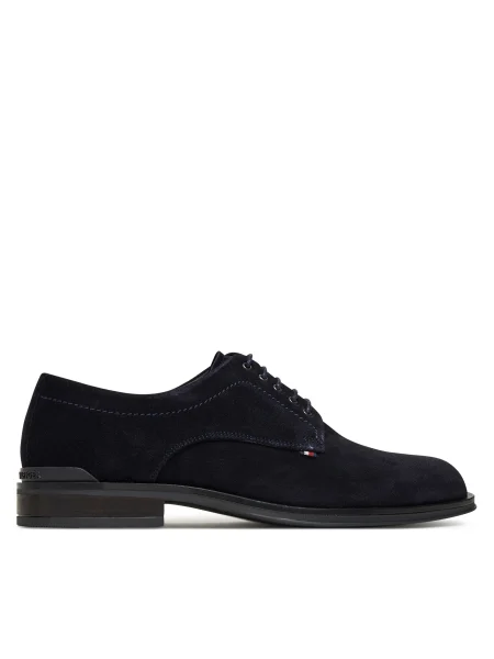 Половинки обувки от велур Tommy Hilfiger CORPORATE HILFIGER SDE DERBY мъжки тъмносиньо