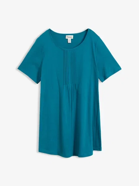T-shirt o trapezowym kroju krótki rękaw niebieska