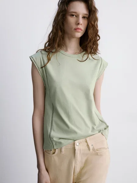 MANGO Tricou MAREA pastel verde