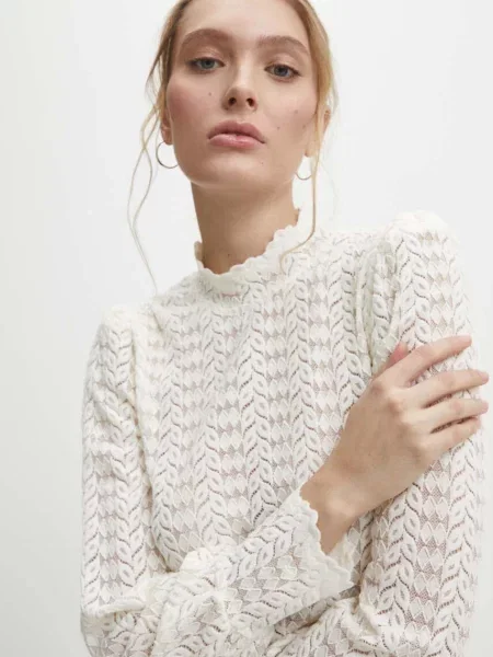 Majica z dolgimi rokavi Answear.LAB bež