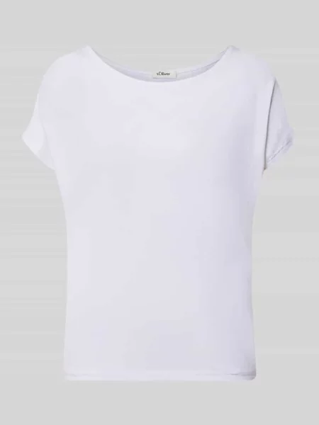 T-shirt z obniżoną linią ramion S.oliver Red Label biała