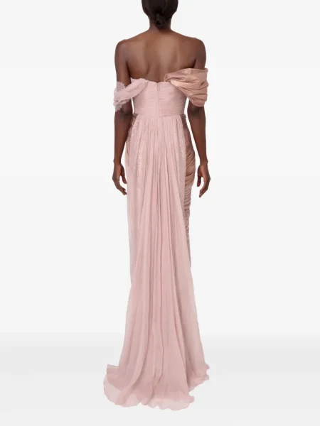 Rochie maxi Iris Serban plisată din dantelă de costum