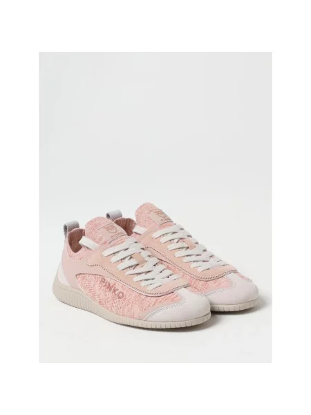 Dzianinowe sneakersy Pinko sznurowane casual różowe