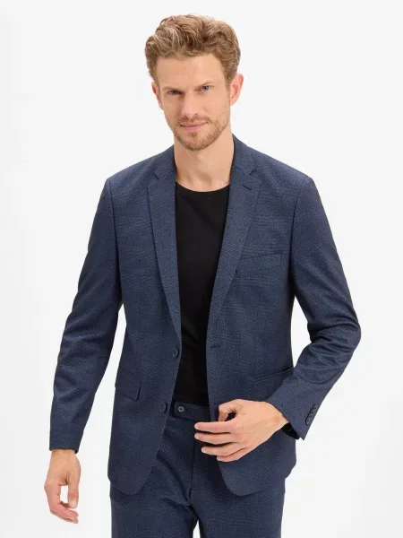 Finshley & Harding Kurtka Mężczyźni Regular Fit Sztuczne włókno w kratkę 25 niebieski