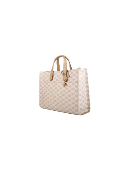 Torebka Michael Kors żakardowa z logo beżowa