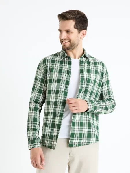 Karirasta srajca Celio s karirastim vzorcem siva