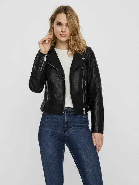 Vero Moda Geacă din imitație de piele Kerri negru