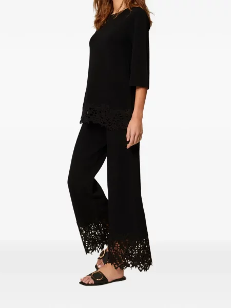 Pantaloni Twinset din dantelă negru