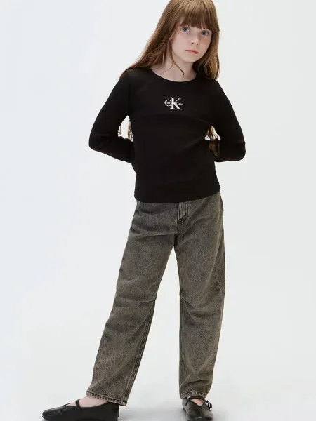 Calvin Klein Jeans блуза с дълги ръкави за деца с черно
