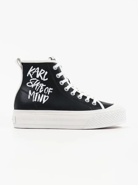 Karl Lagerfeld Kampus Max V teniși înalți pentru femei din piele negru