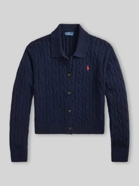 Kardigan rozpinany w kroju regular fit z czystej bawełny Polo Ralph Lauren granatowy