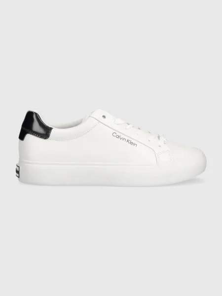 Sneakerși Calvin Klein cu șireturi din piele alb