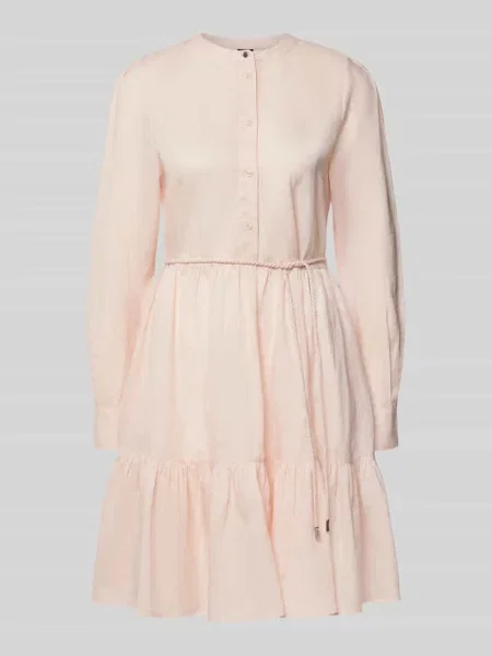 Sukienka koszulowa o długości do kolan z listwą guzikową i wiązanym paskiem Boss Orange różowa