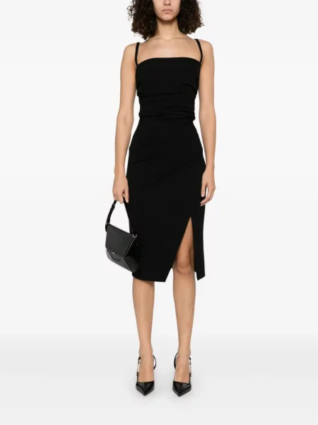 Rochie midi Dolce & Gabbana drapată până la genunchi de costum negru
