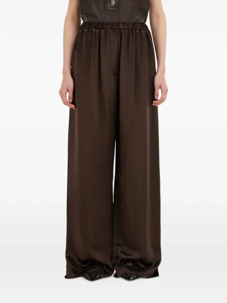 Pantaloni Ferragamo din satin maro