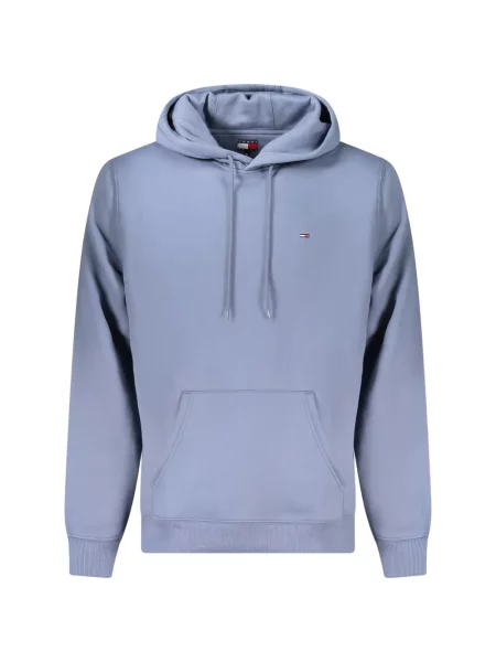Суичър с качулка Tommy Hilfiger с автограф с връзки синьо