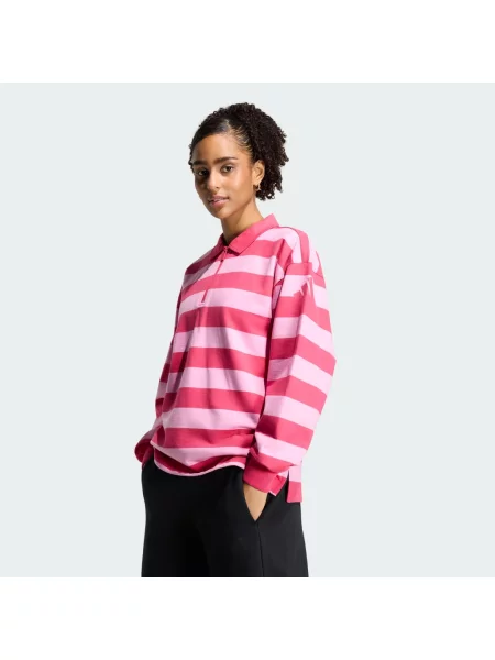 Koszulka polo Essentials Contemporary French Terry Longsleeve różowa