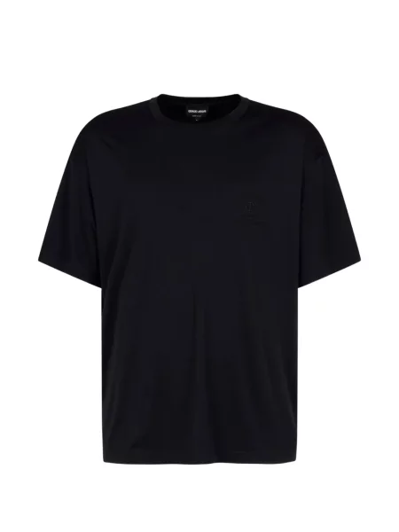 Tricou Giorgio Armani cu broderie din modal negru