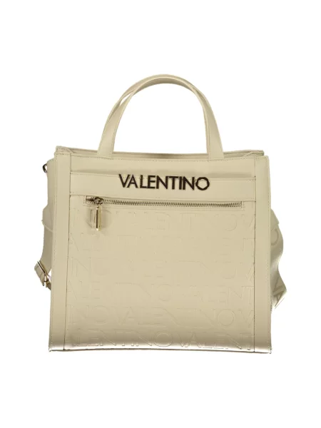 Lniana torebka Valentino Bags beżowa