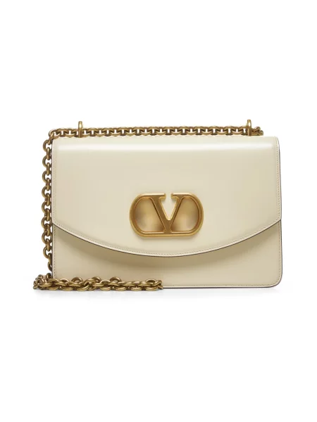 Torebka skórzana Valentino Garavani skórzana elegancka beżowa