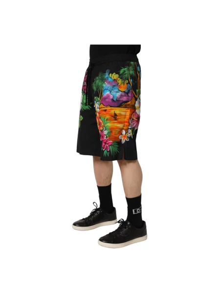 Bermudy Dolce And Gabbana w tropikalny nadruk czarne