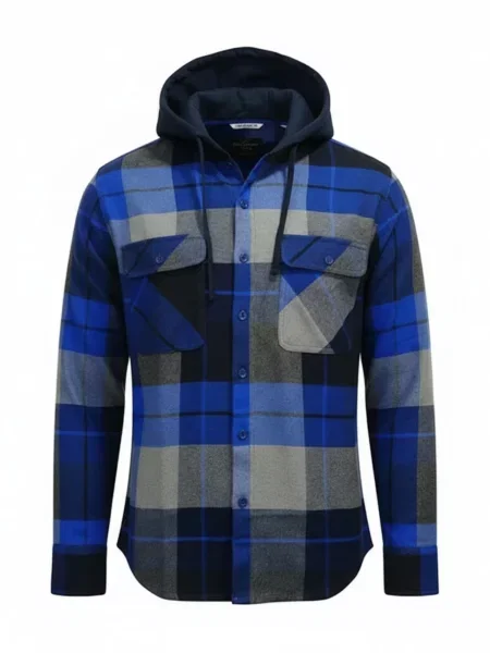 Radwa Cămașă Mens flannel with hooddie regal albastru