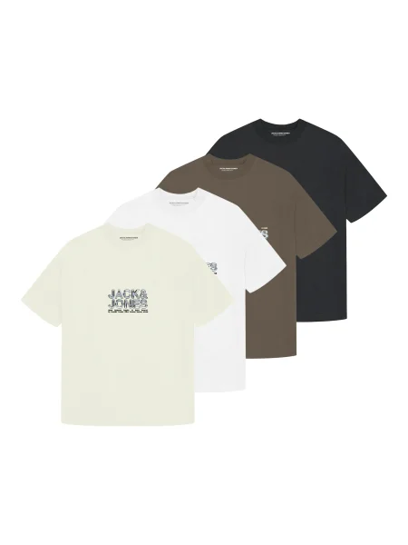 JACK & JONES Tričko JCODynamic krémová / čokoládová / černá bílá