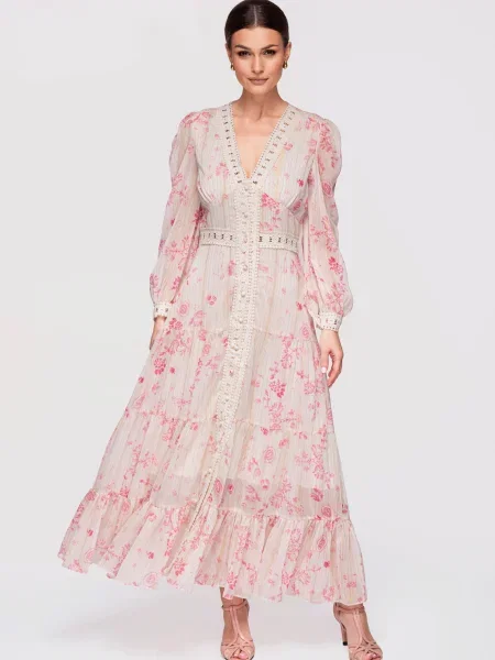 Rochie maxi Edoti din dantelă