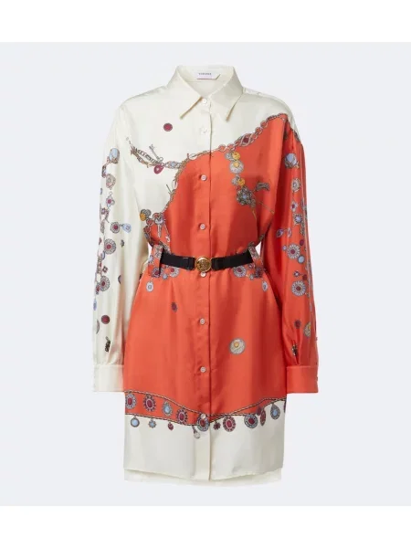 Rochie tip cămașă Versace de mătase cu imagine