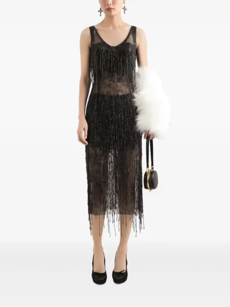 Midi suknelė Dolce & Gabbana su kutais juoda