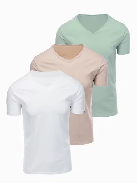Tricou Ombre cu decolteu în V alb