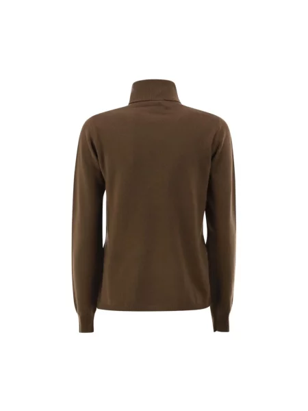 Sweter z golfem Max Mara wełniany brązowy