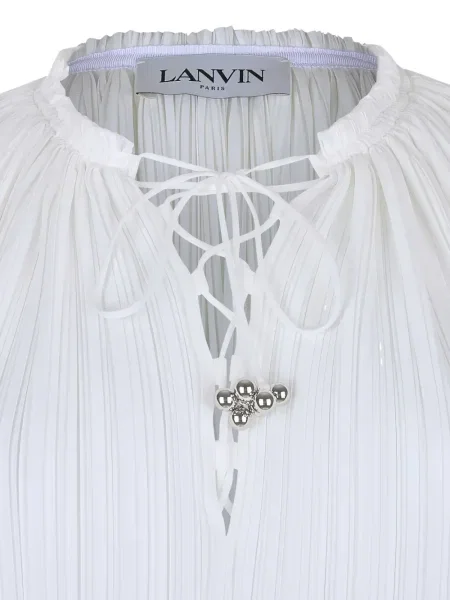 Bluză Lanvin plisată cu legături alb