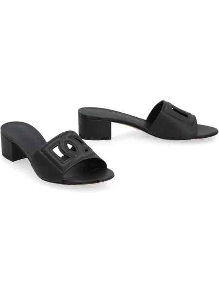 Klapki Dolce And Gabbana skórzane czarne