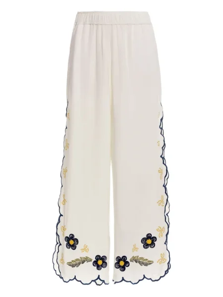 Hlače Agua Bendita s cvjetnim printom bijela
