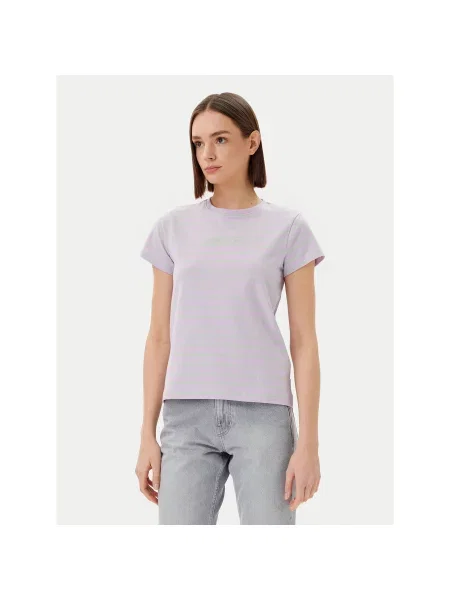 Guess Jeans Majica Pisana Regular Fit vijolična