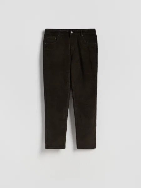 Reserved Вельветові штани slim темно коричневий