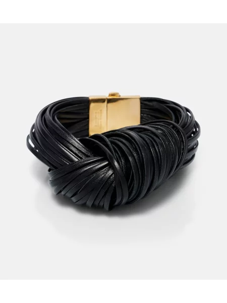 Usnjena zapestnica Bottega Veneta črna