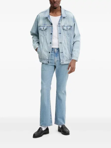 Proste jeansy Levi's 501 w paski ze stretchu dzwony niebieskie