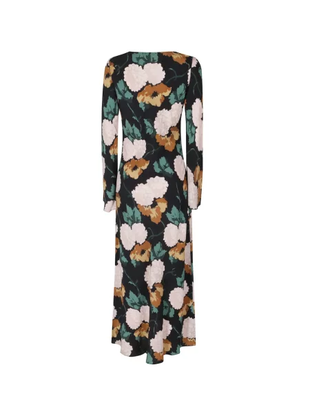 Lung rochie Rixo cu model floral cu imagine gri