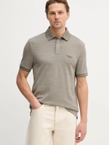 BOSS polo cu lână C-Prout verde