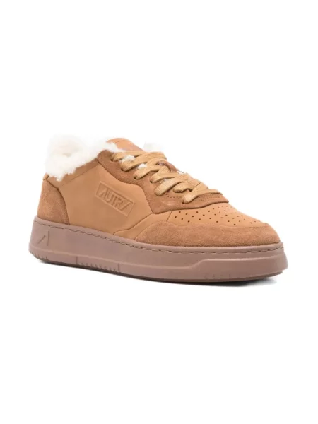 Sneakersy Autry zamszowe z okrągłym noskiem brązowe