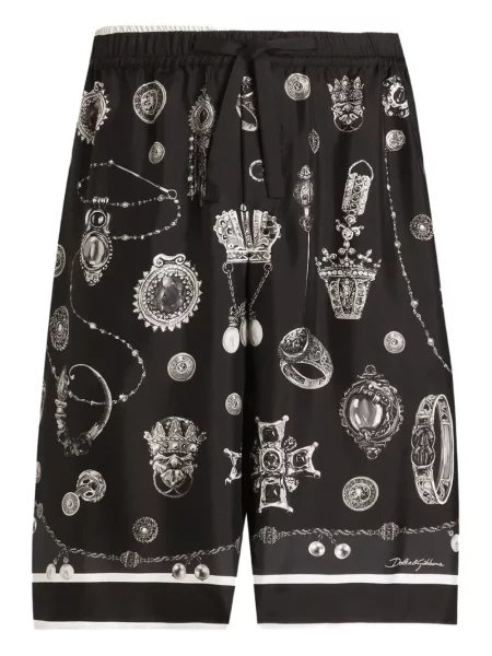 Șnur de strângere pantaloni scurți Dolce & Gabbana cu imagine negru