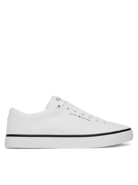 Lniane sneakersy Tommy Hilfiger białe