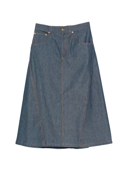 Fustă midi Moschino în linie A albastru