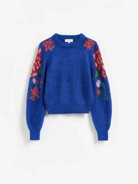 Reserved Pulover cu model de jacquard indigo