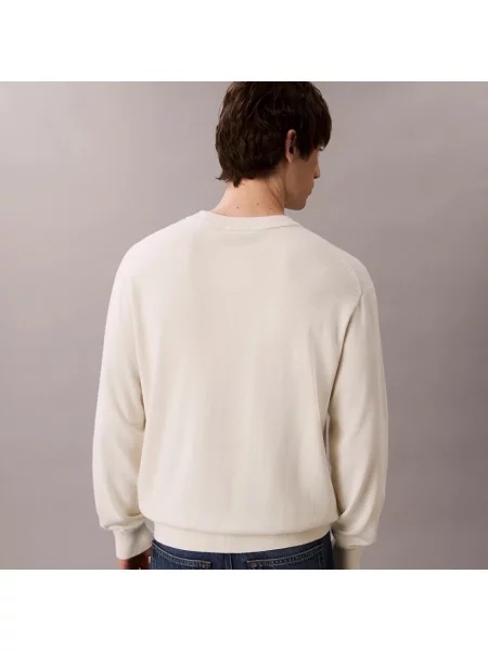 Dzianinowa bluza z kapturem Calvin Klein Jeans z kapturem biała