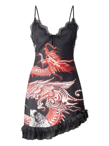 Rochie mini Roberto Cavalli cu imagine de costum negru