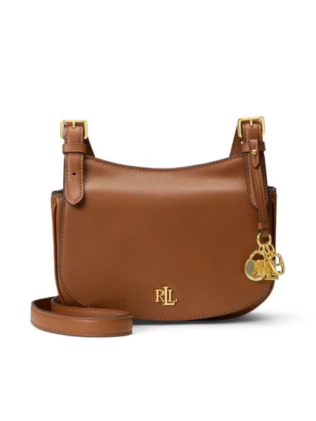 Torebka crossbody Lauren Ralph Lauren skórzana brązowa