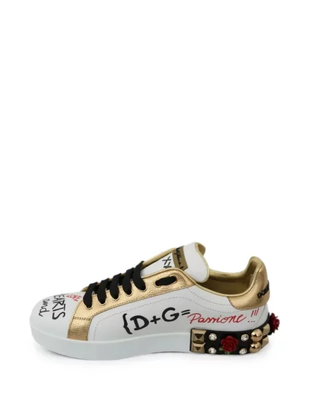 Sneakerși Dolce & Gabbana cu paiete alb